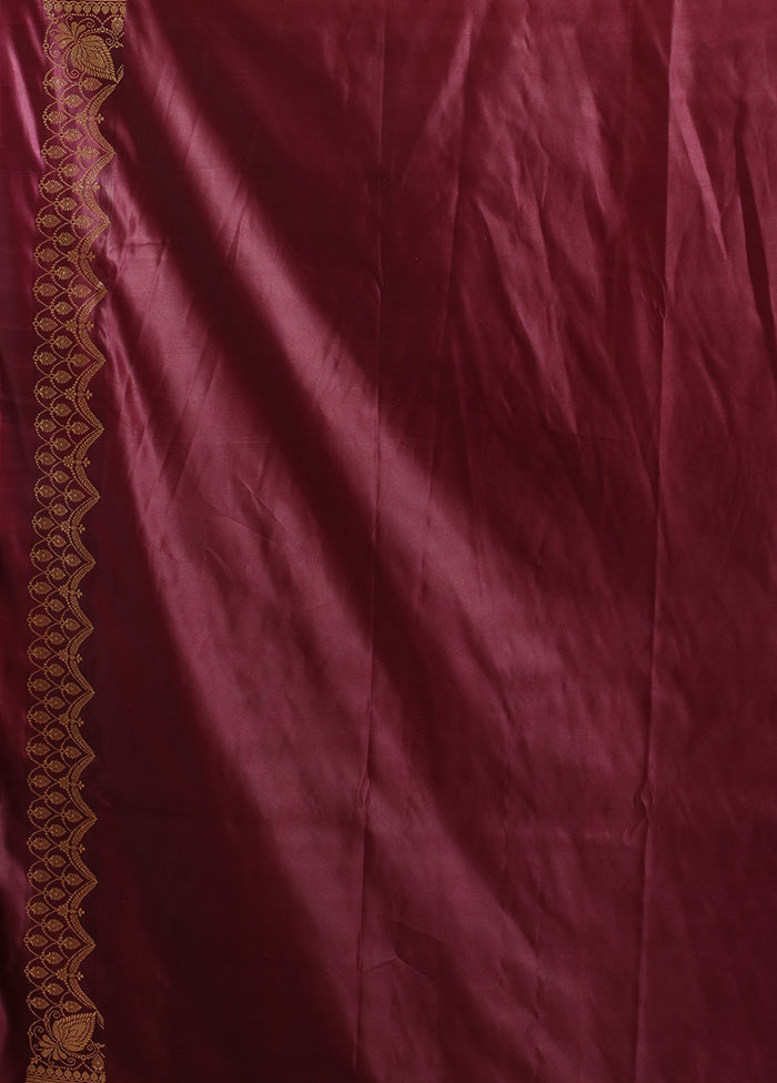 Maroon Banarasi Silk Saree With Blouse Piece