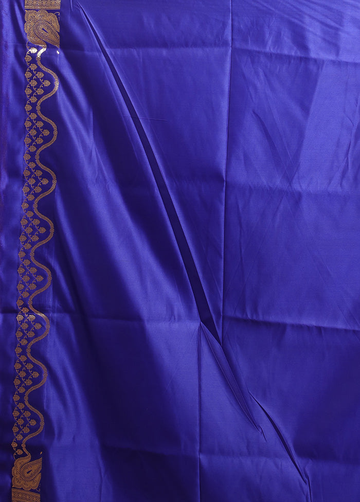 Blue Banarasi Silk Saree With Blouse Piece