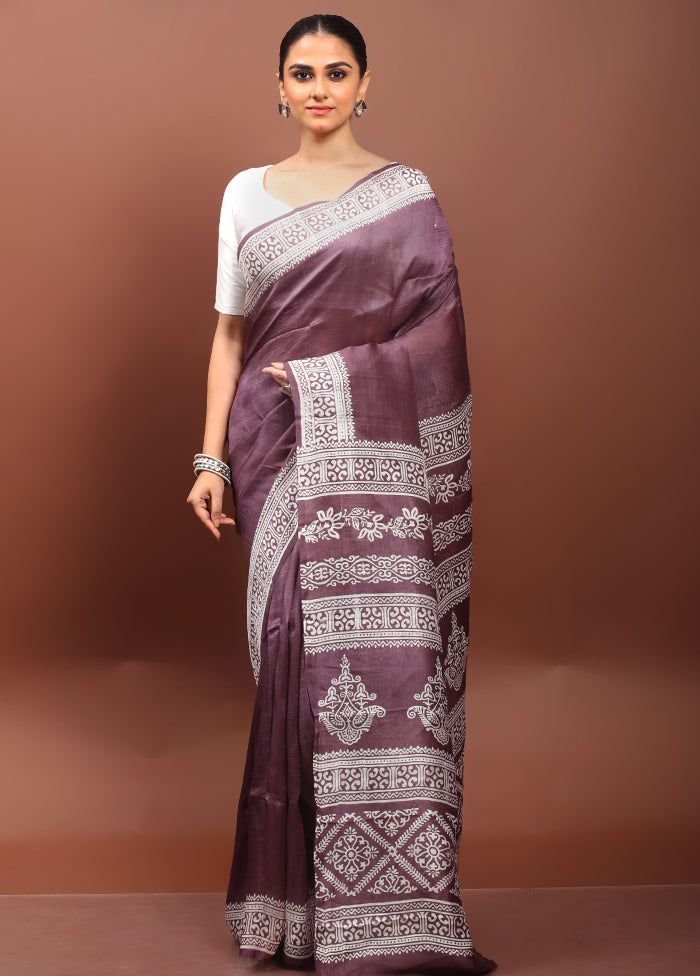 Grey Printed Pure Silk Saree Without Blouse Piece