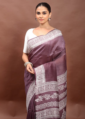 Grey Printed Pure Silk Saree Without Blouse Piece
