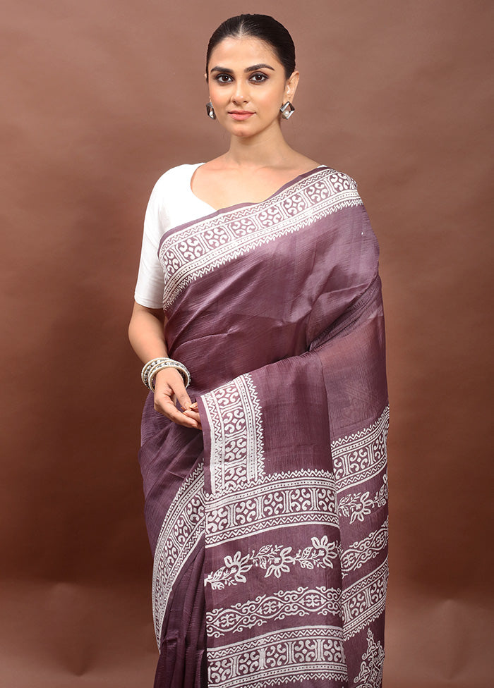 Grey Printed Pure Silk Saree Without Blouse Piece