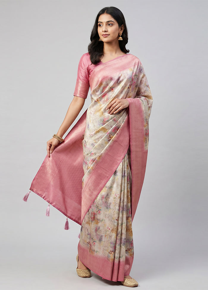 Multicolor Dupion Silk Saree With Blouse Piece