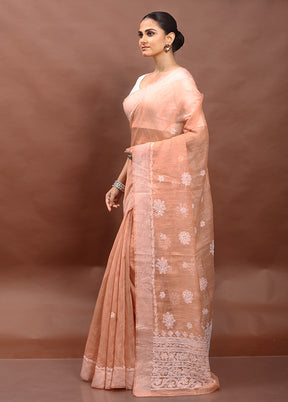 Cream Chikankari Saree With Blouse Piece