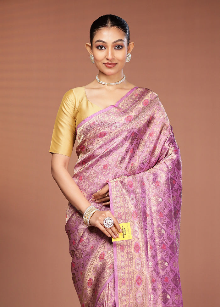 Purple Dupion Silk Saree With Blouse Piece