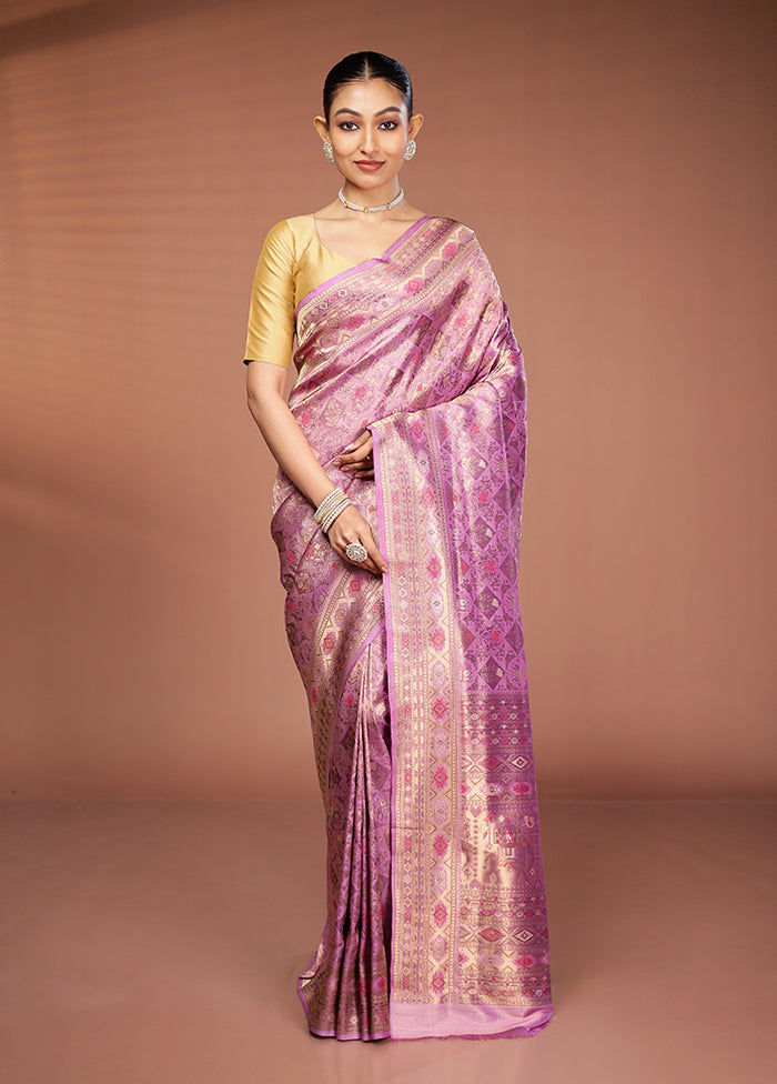 Purple Dupion Silk Saree With Blouse Piece