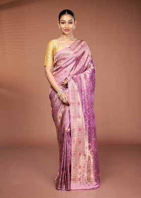 Purple Dupion Silk Saree With Blouse Piece