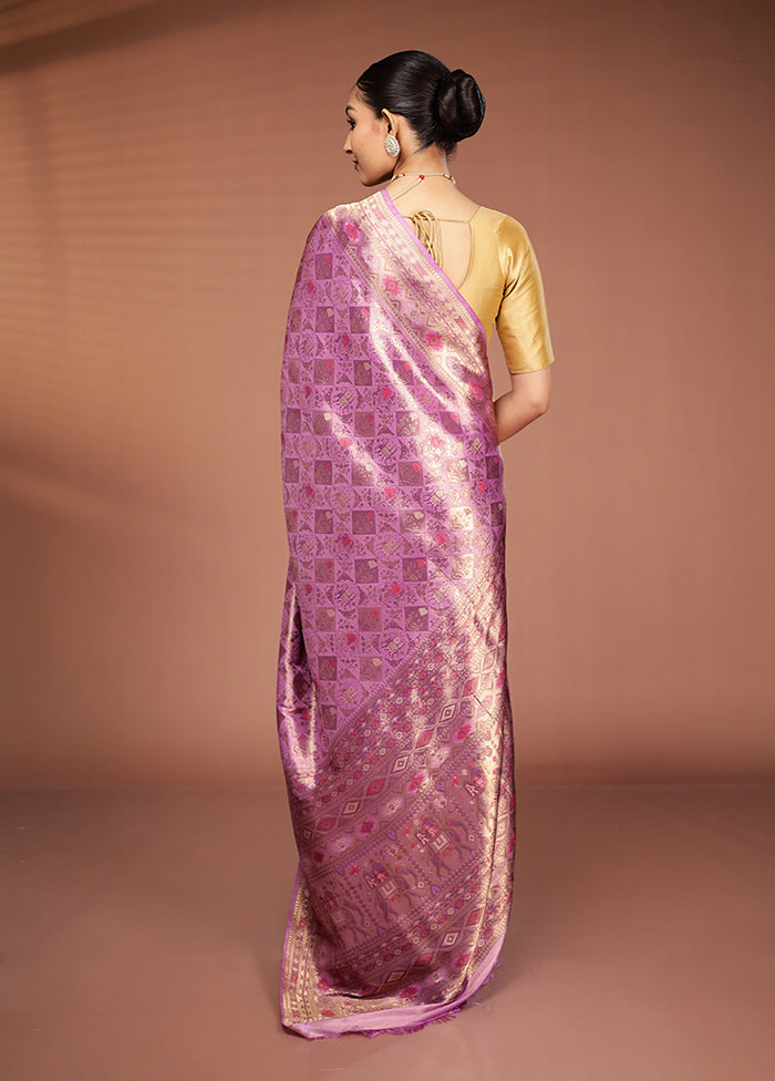 Purple Dupion Silk Saree With Blouse Piece