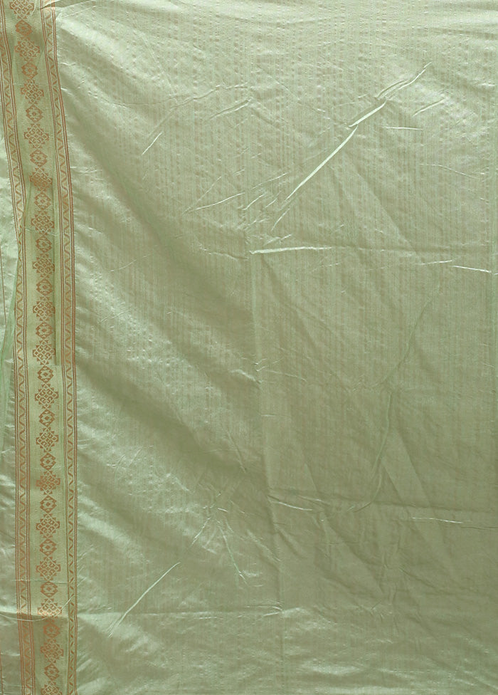 Green Dupion Silk Saree With Blouse Piece