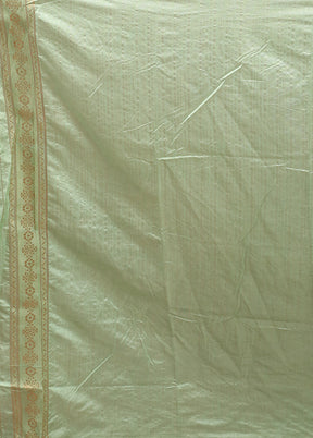 Green Dupion Silk Saree With Blouse Piece
