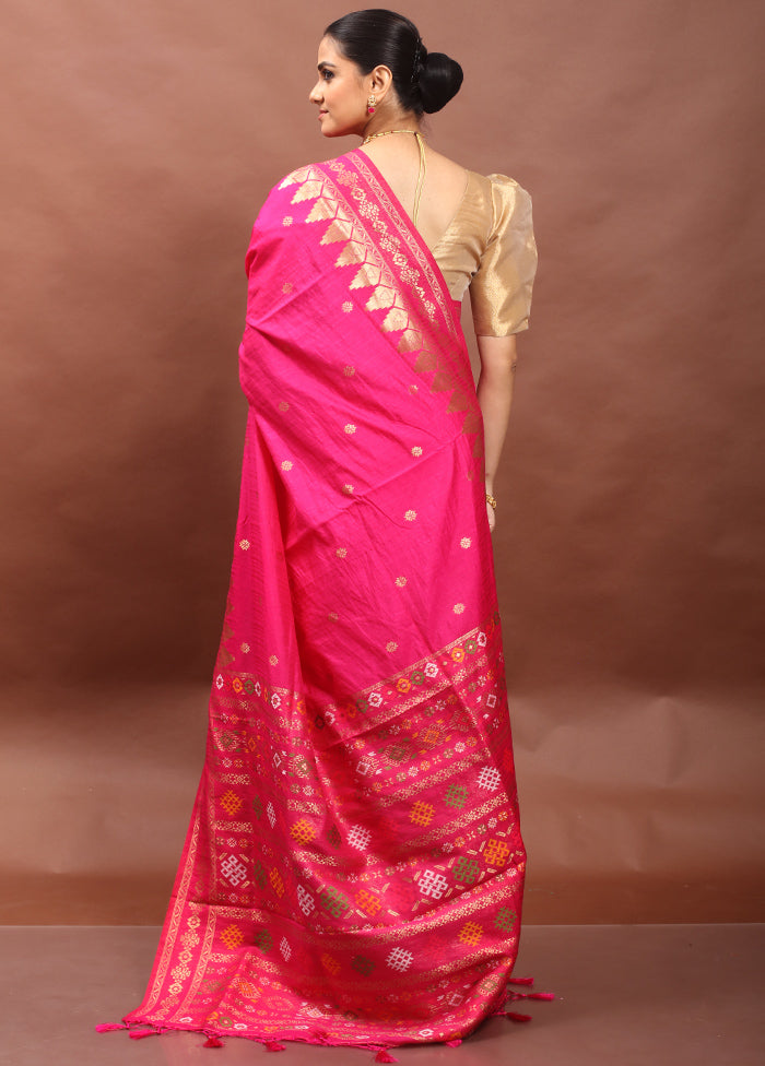 Pink Dupion Silk Saree With Blouse Piece