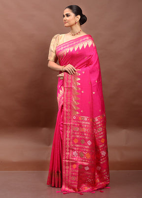 Pink Dupion Silk Saree With Blouse Piece