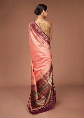 Pink Dupion Silk Saree With Blouse Piece