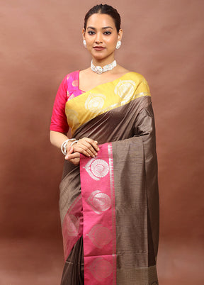 Brown Cotton Saree With Blouse Piece