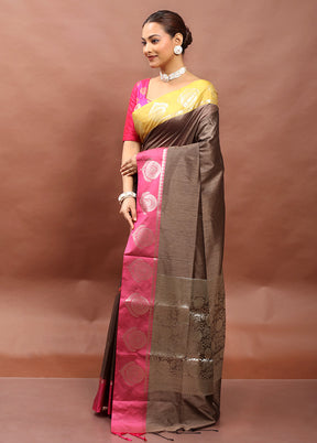 Brown Cotton Saree With Blouse Piece