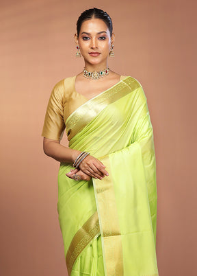 Green Kanjivaram Silk Saree With Blouse Piece