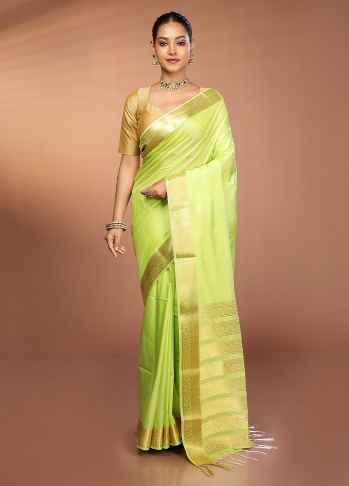 Green Kanjivaram Silk Saree With Blouse Piece