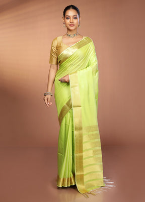 Green Kanjivaram Silk Saree With Blouse Piece