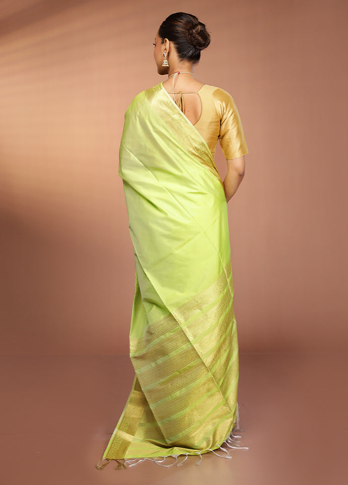 Green Kanjivaram Silk Saree With Blouse Piece