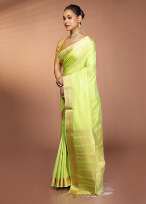 Green Kanjivaram Silk Saree With Blouse Piece