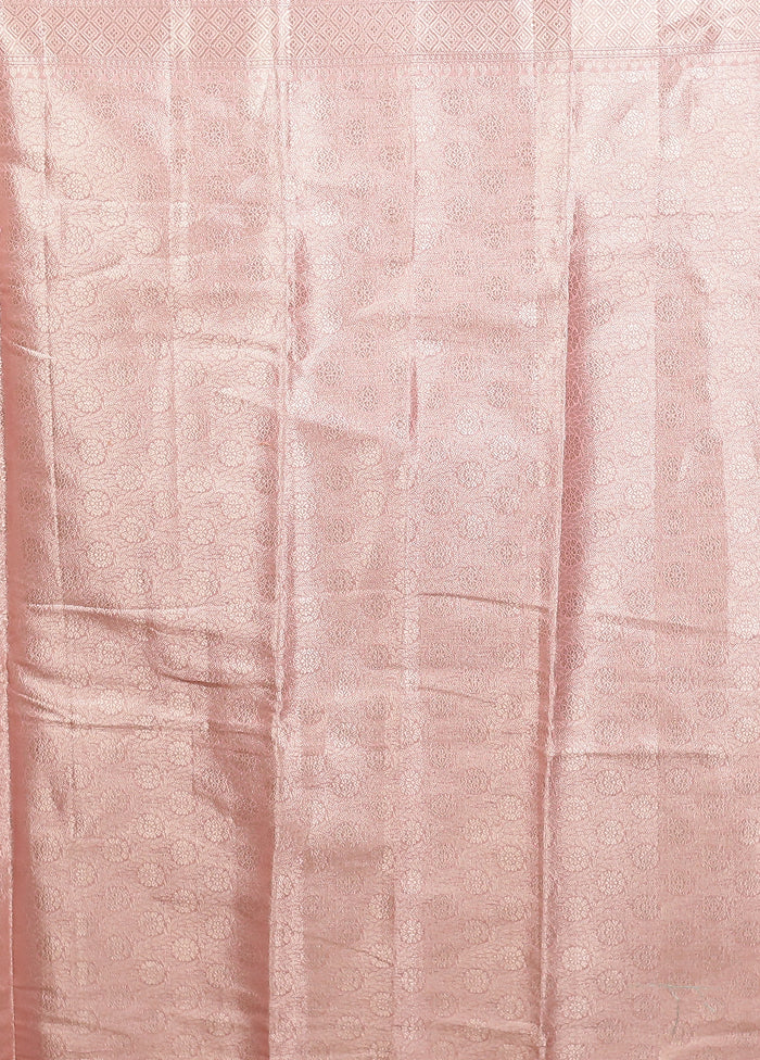 Pink Kora Silk Saree With Blouse Piece