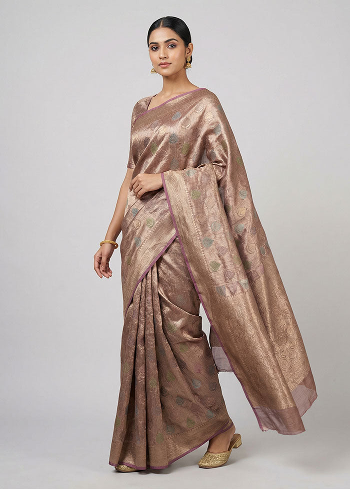Pink Tissue Silk Saree With Blouse Piece