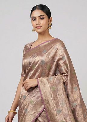 Pink Tissue Silk Saree With Blouse Piece