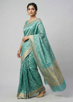 Blue Pure Cotton Saree With Blouse Piece