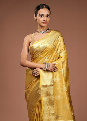 Yellow Tissue Silk Saree With Blouse Piece