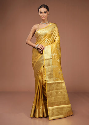 Yellow Tissue Silk Saree With Blouse Piece