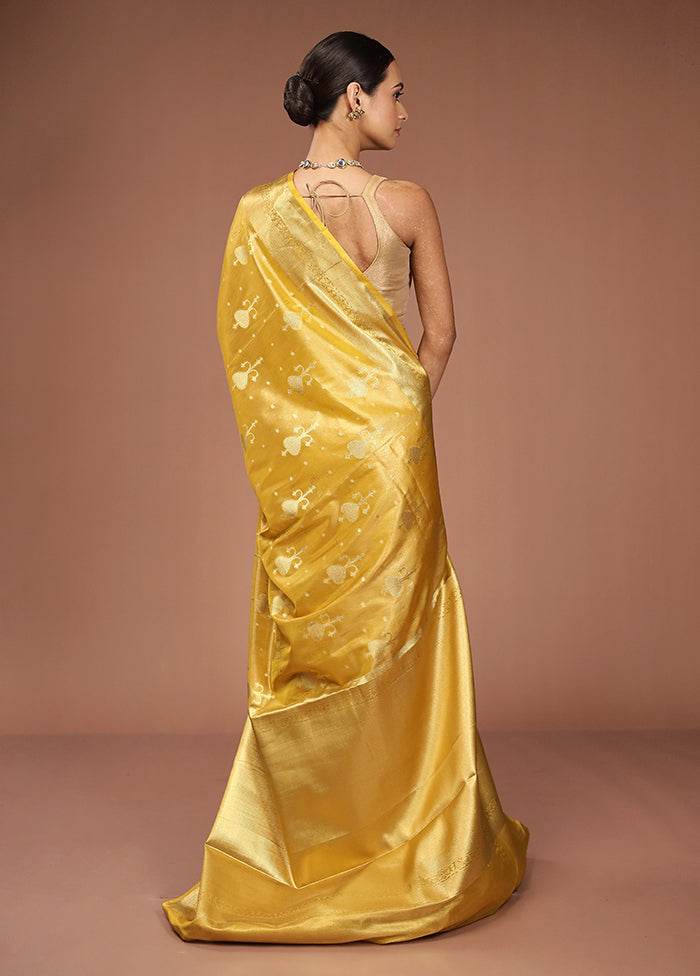 Yellow Tissue Silk Saree With Blouse Piece