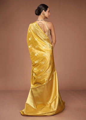 Yellow Tissue Silk Saree With Blouse Piece