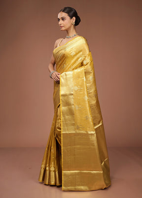Yellow Tissue Silk Saree With Blouse Piece