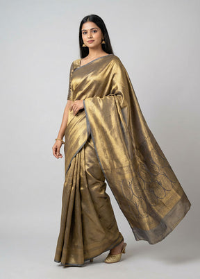 Blue Tissue Silk Saree With Blouse Piece