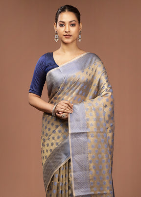 Cream Tissue Silk Saree With Blouse Piece