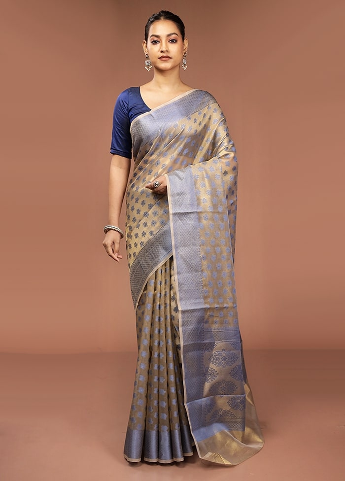 Cream Tissue Silk Saree With Blouse Piece