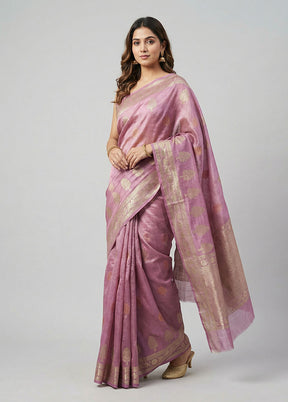 Purple Tissue Silk Saree With Blouse Piece