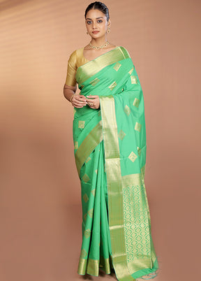 Green Kanjivaram Silk Saree With Blouse Piece