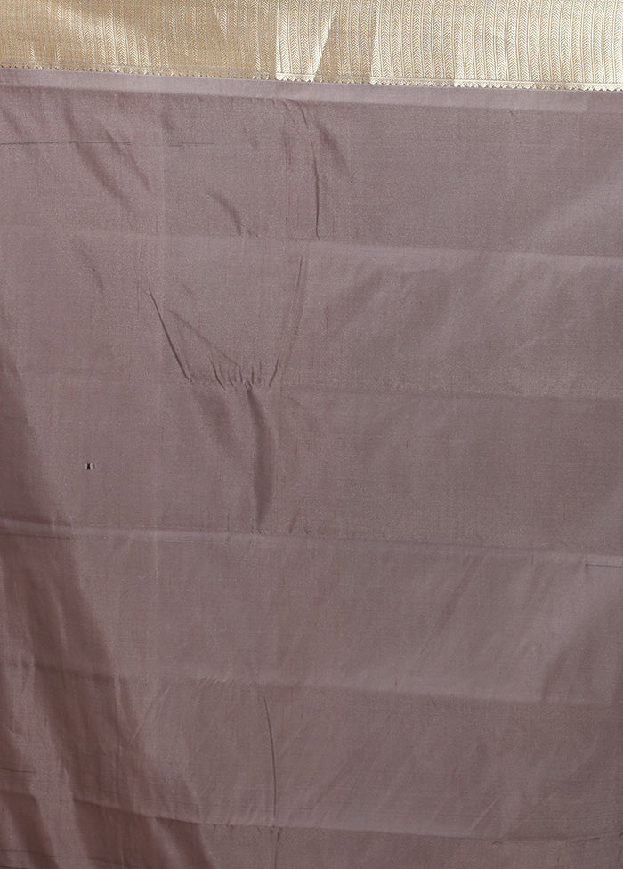 Grey Kanjivaram Silk Saree With Blouse Piece