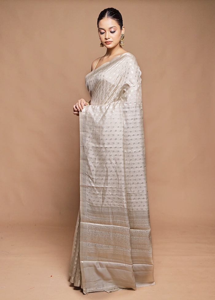 Cream Handloom Dupion Pure Silk Saree With Blouse Piece