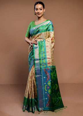 Yellow Handloom Kanchipuram Pure Silk Saree With Blouse Piece