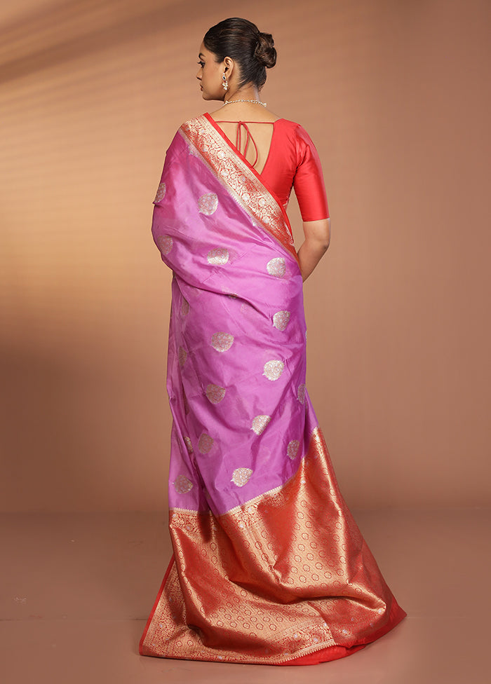 Purple Dupion Silk Saree With Blouse Piece