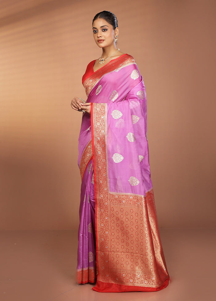 Purple Dupion Silk Saree With Blouse Piece
