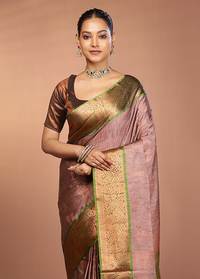 Purple Dupion Silk Saree With Blouse Piece