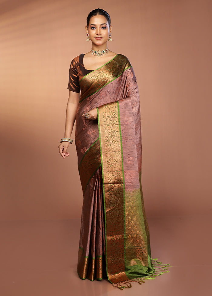 Purple Dupion Silk Saree With Blouse Piece