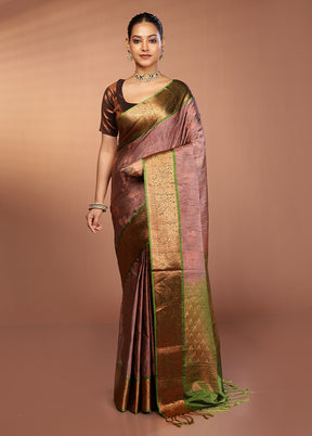 Purple Dupion Silk Saree With Blouse Piece