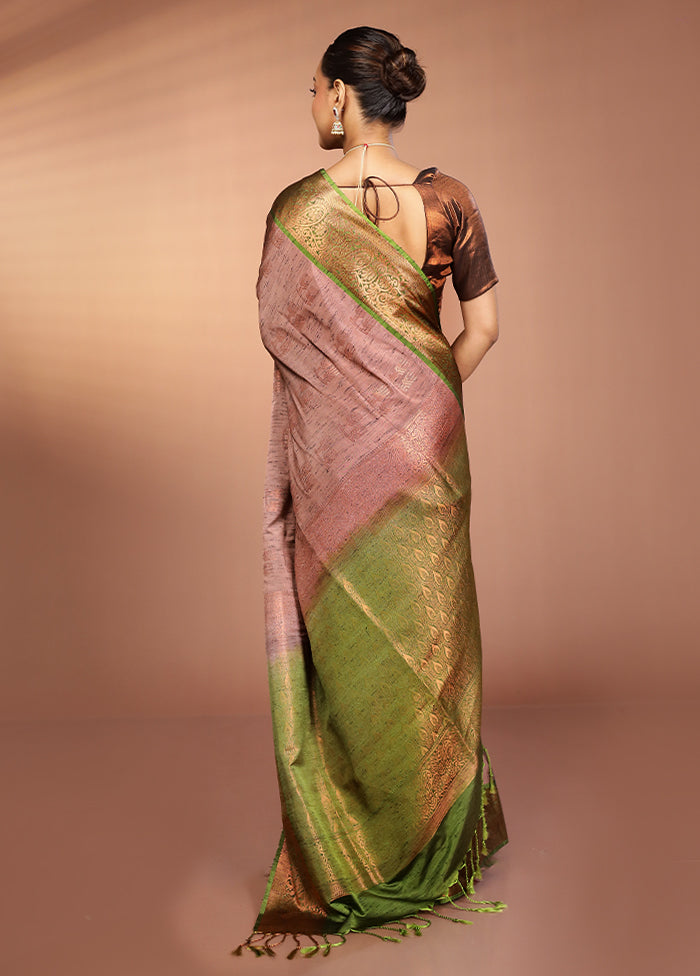 Purple Dupion Silk Saree With Blouse Piece