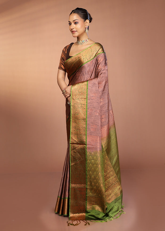 Purple Dupion Silk Saree With Blouse Piece