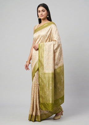 White Dupion Silk Saree With Blouse Piece