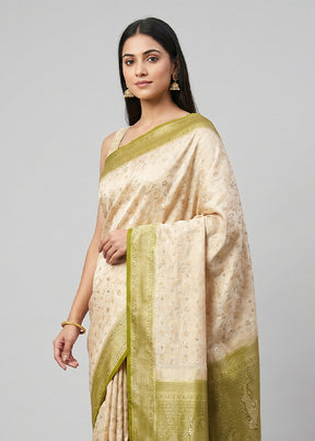 White Dupion Silk Saree With Blouse Piece