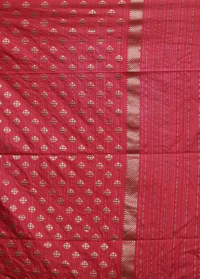 Pink Dupion Silk Saree With Blouse Piece